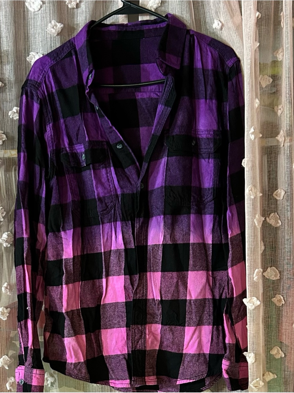 Women’s Ombre Purple & Black Plaid Button-Up Shirt